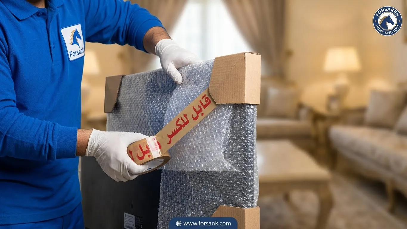 مواد تغليف مستوردة وعالية الجودة لحماية العفش من الرطوبة والخدش أثناء النقل بالخبر