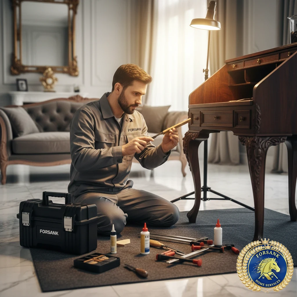 فني يقوم بصيانة وترميم كرسي خشبي قديم وإعادته كالجديد في المدينة المنورة