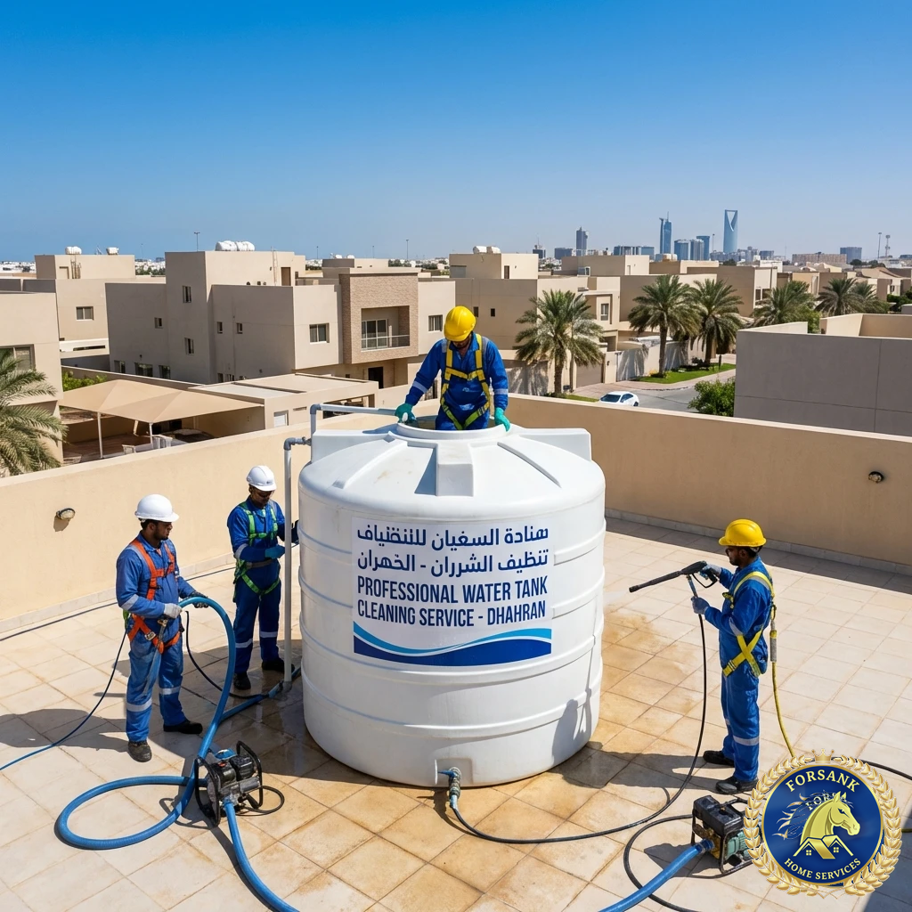 مشرف فريق النقل يصافح عميل سعودي مبتسم في منزله الجديد بعد إتمام عملية النقل ومراجعة القائمة