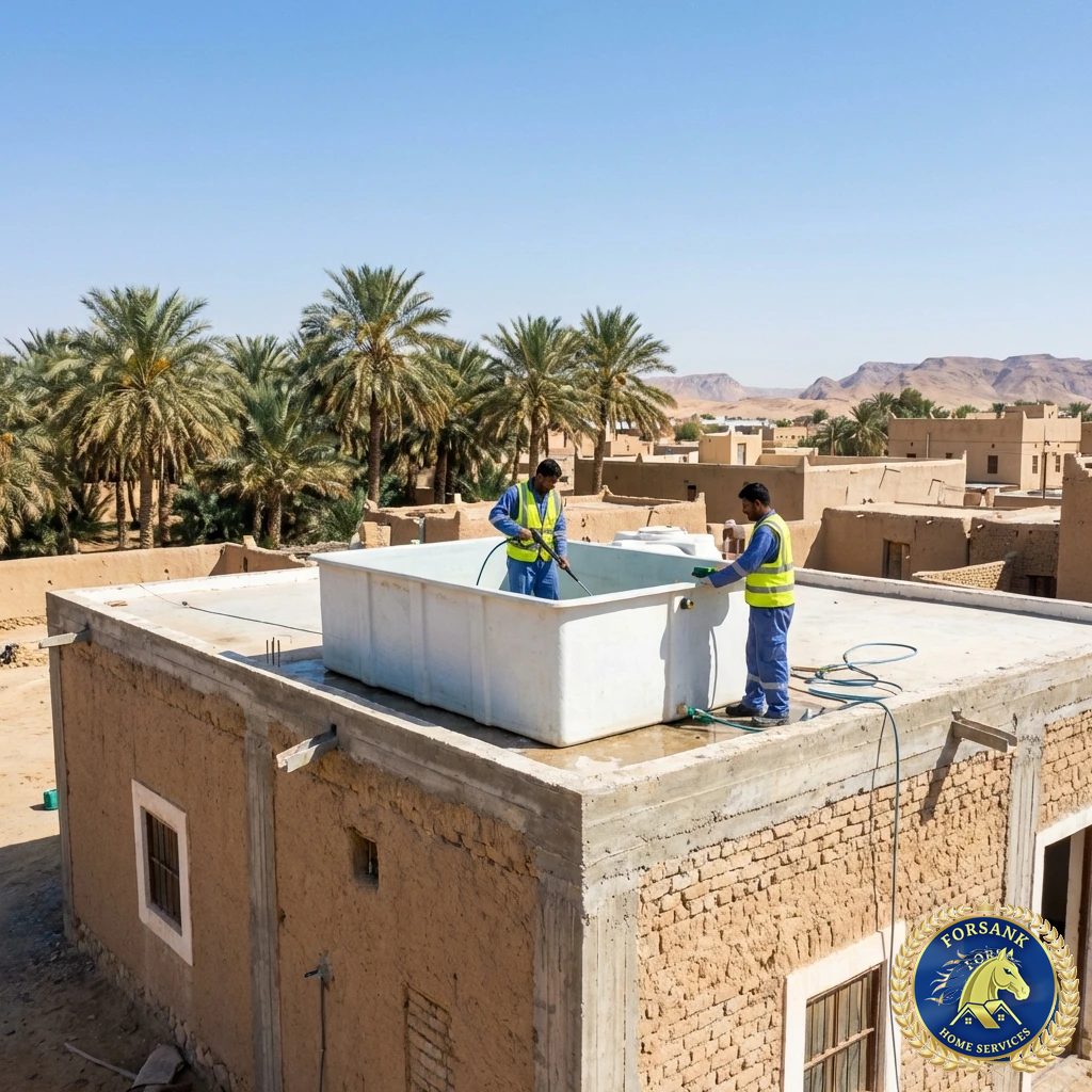 مشرف فريق النقل يصافح عميل سعودي مبتسم في منزله الجديد بعد إتمام عملية النقل ومراجعة القائمة