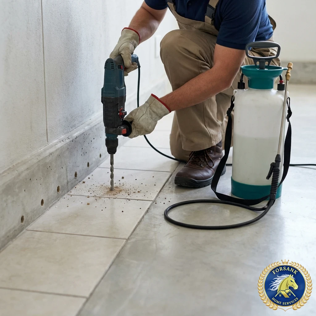 شاحنة مكافحة النمل الأبيض كبيرة حديثة تابعة لشركة فــرســانـك تسير على طريق الملك فهد بالأحساء